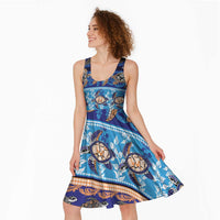 Hawaii Turtles Pattern Special Blue Midi Dress - Polynesian Pride