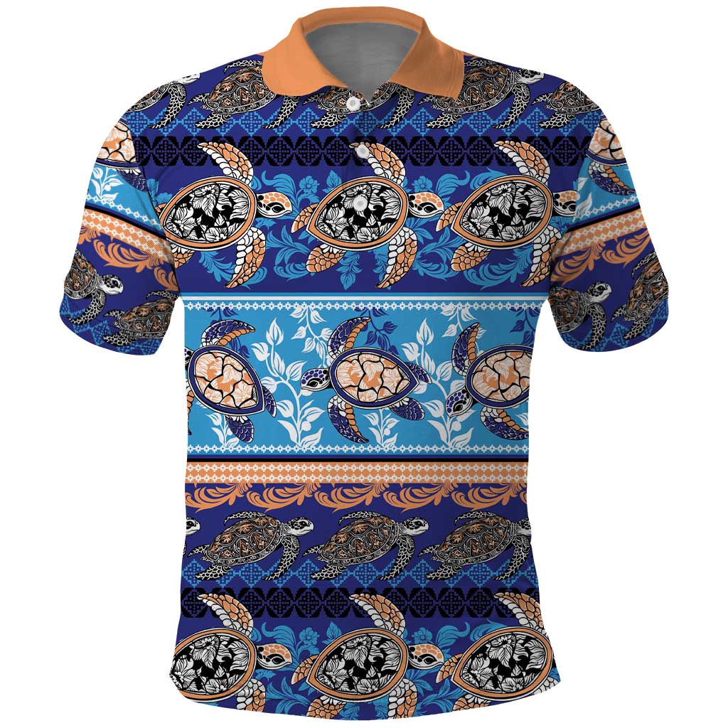Hawaii Turtles Pattern Special Blue Polo Shirt - Polynesian Pride