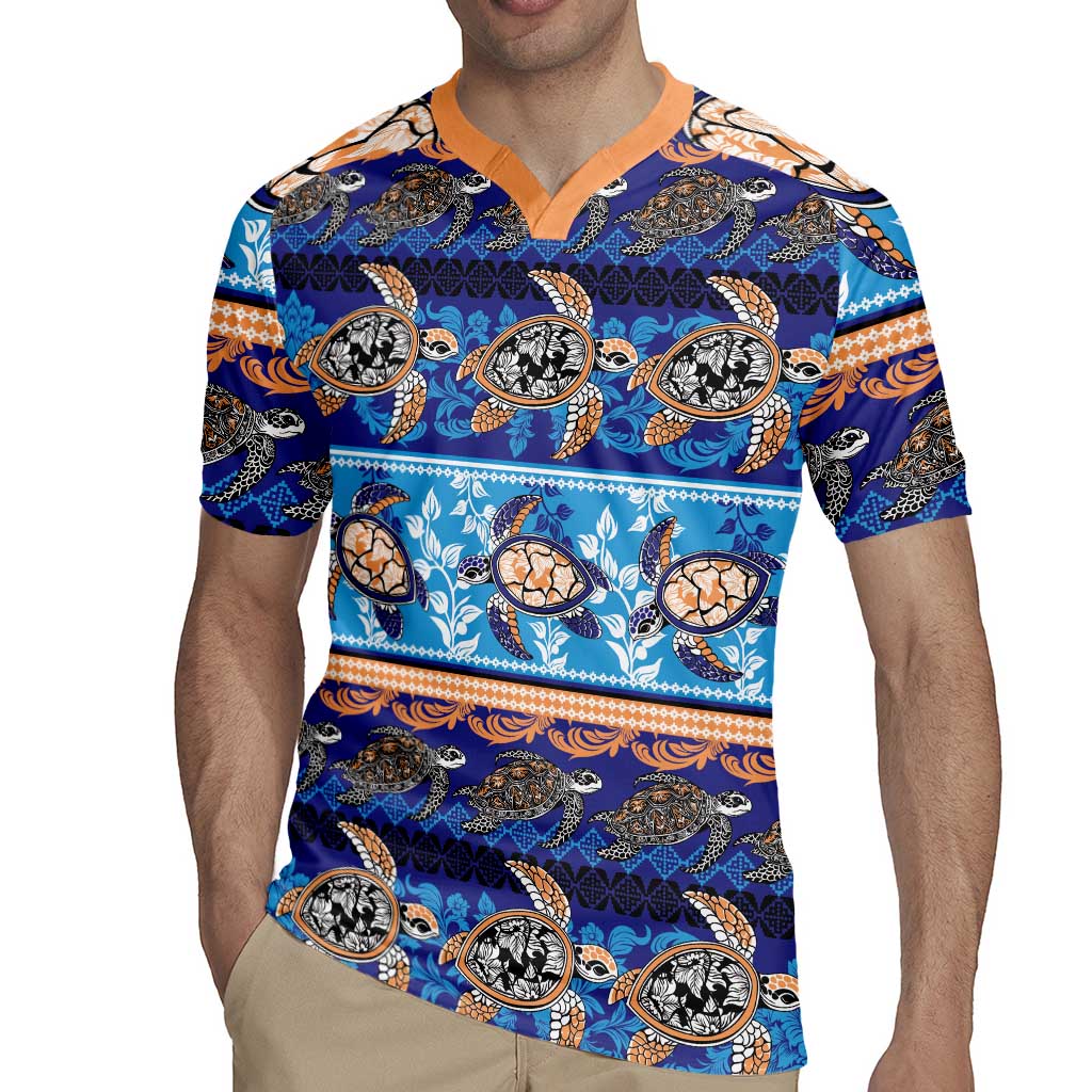 Hawaii Turtles Pattern Special Blue Rugby Jersey - Polynesian Pride