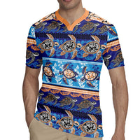Hawaii Turtles Pattern Special Blue Rugby Jersey - Polynesian Pride