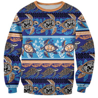Hawaii Turtles Pattern Special Blue Sweatshirt - Polynesian Pride