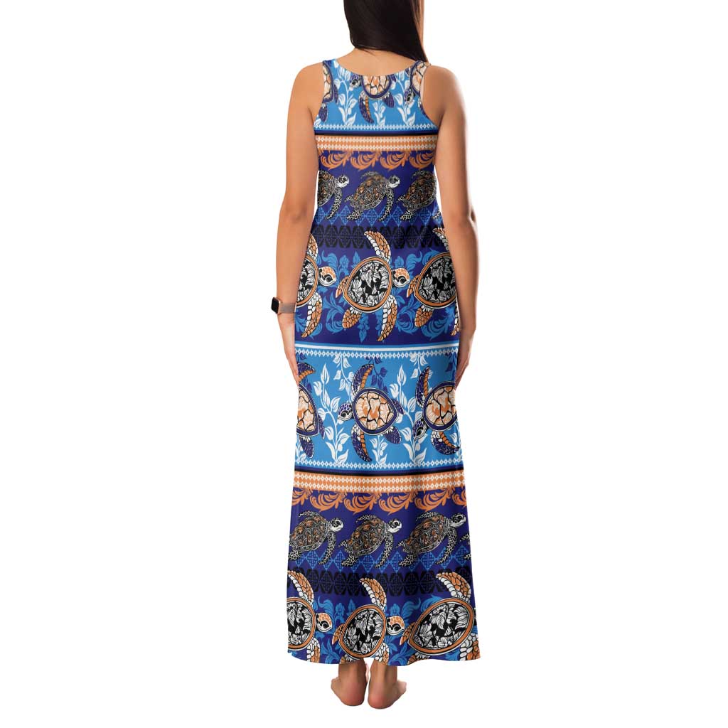 Hawaii Turtles Pattern Special Blue Tank Maxi Dress - Polynesian Pride