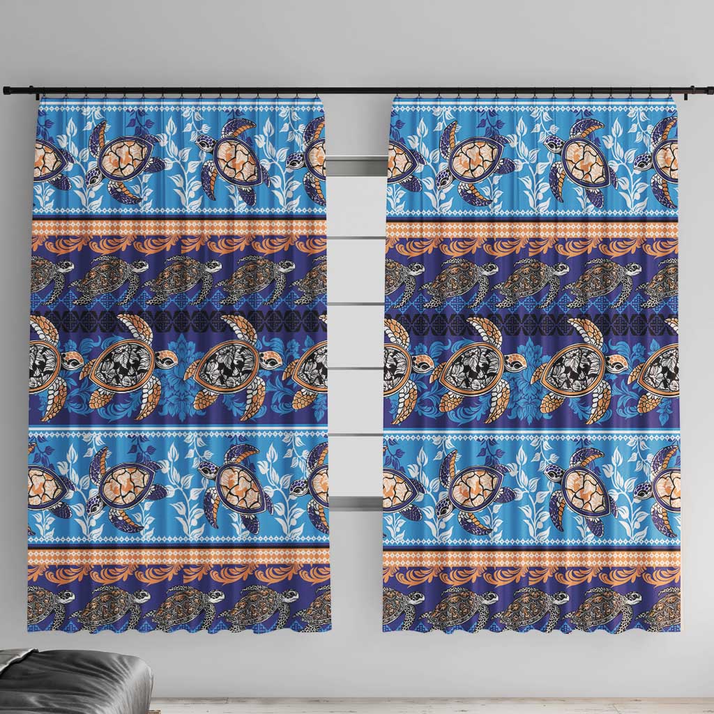 Hawaii Turtles Pattern Special Blue Window Curtain - Polynesian Pride