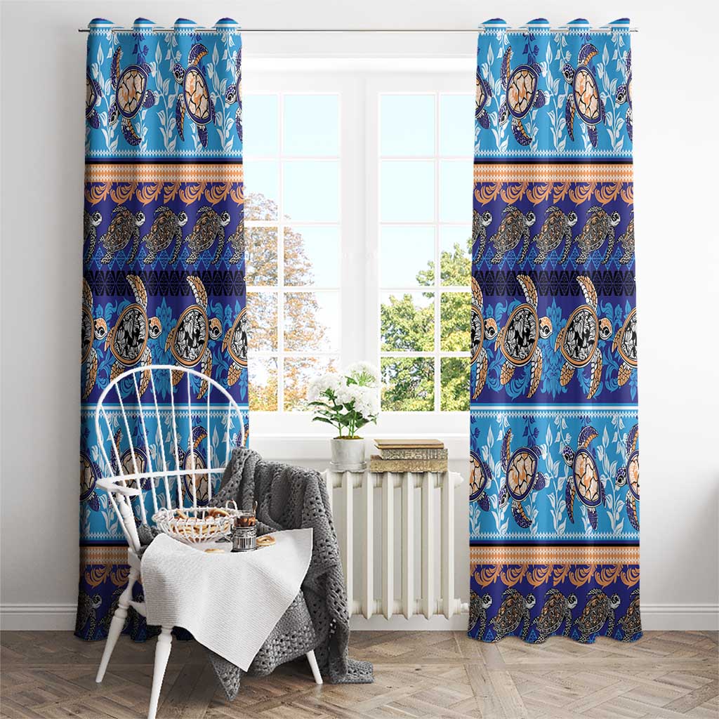 Hawaii Turtles Pattern Special Blue Window Curtain - Polynesian Pride