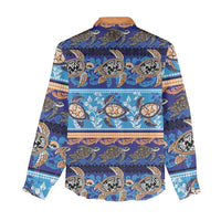 Hawaii Turtles Pattern Special Blue Women Casual Shirt - Polynesian Pride