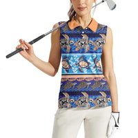 Hawaii Turtles Pattern Special Blue Women Sleeveless Polo Shirt - Polynesian Pride