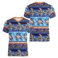 Hawaii Turtles Pattern Special Blue Women V-Neck T-Shirt - Polynesian Pride