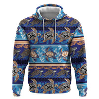 Hawaii Turtles Pattern Special Blue Zip Hoodie - Polynesian Pride