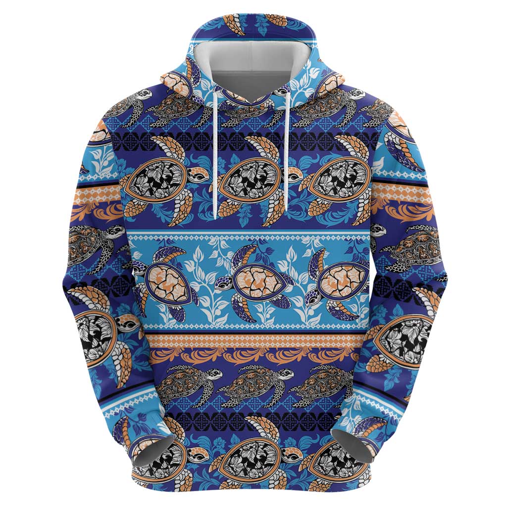 Hawaii Turtles Pattern Special Blue Zip Hoodie - Polynesian Pride