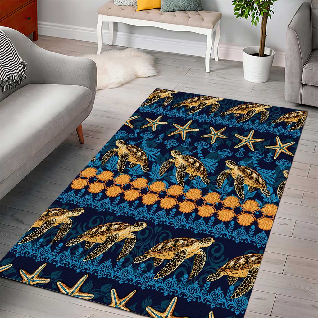 Hawaii Turtles Starfish Unique Pattern Area Rug - Polynesian Pride