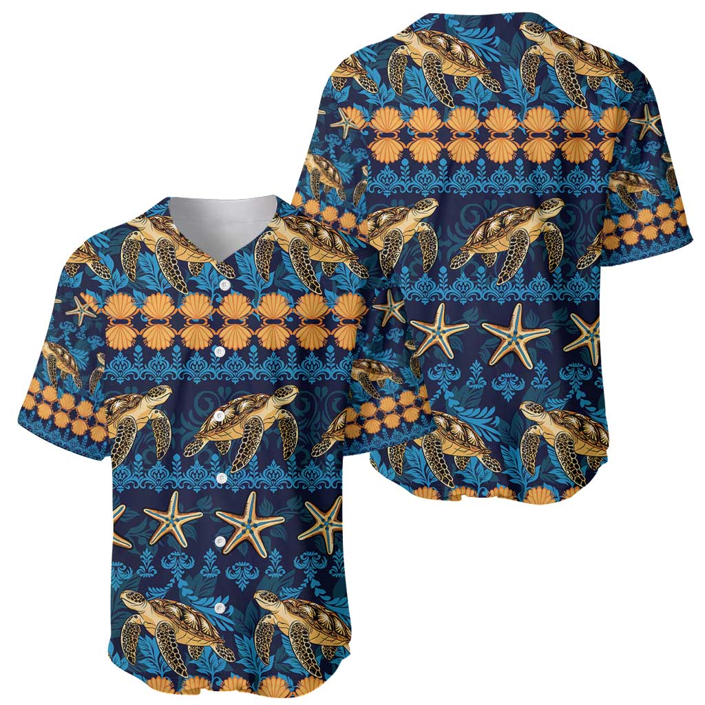 Hawaii Turtles Starfish Unique Pattern Baseball Jersey - Polynesian Pride