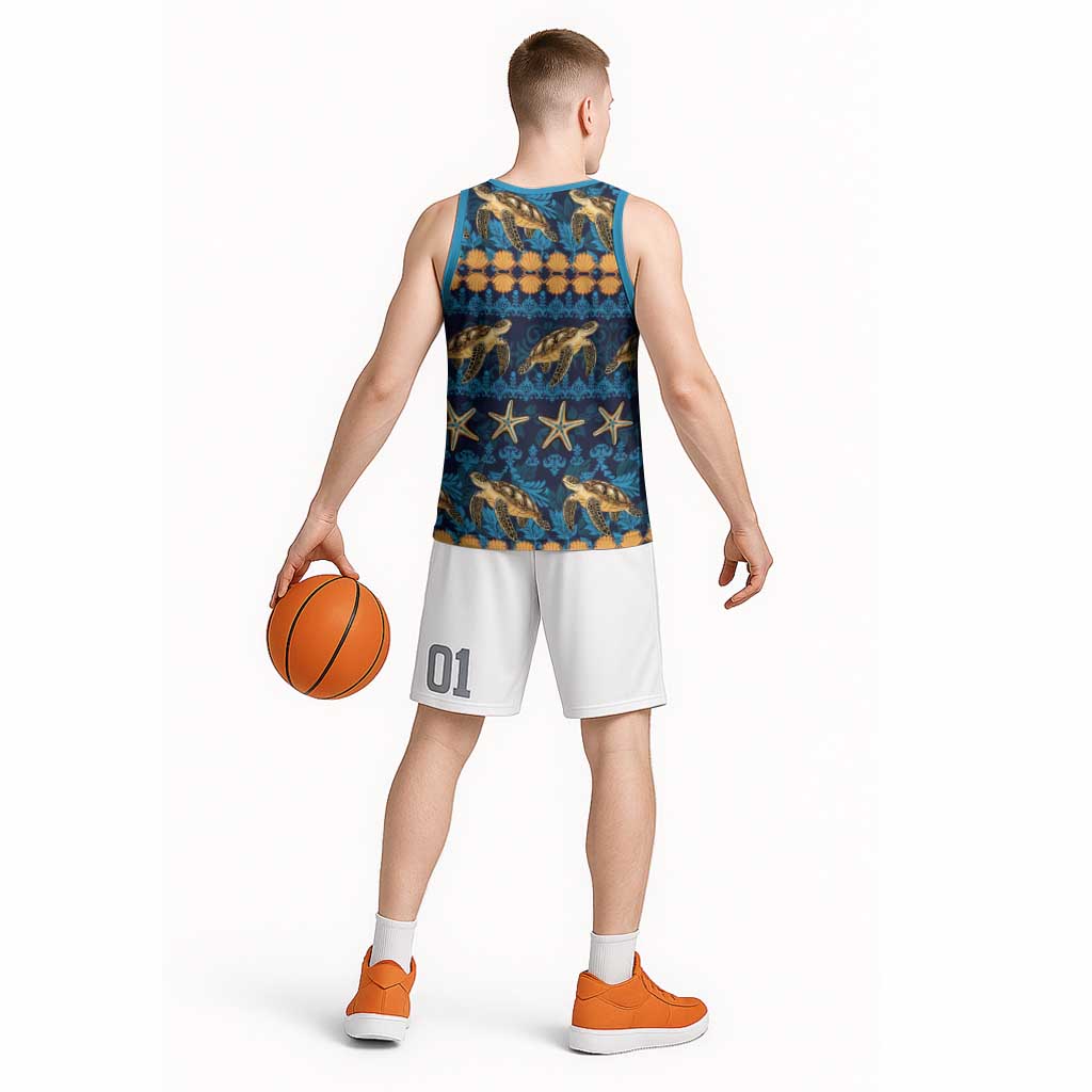 Hawaii Turtles Starfish Unique Pattern Basketball Jersey - Polynesian Pride