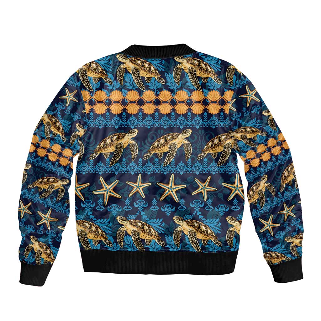 Hawaii Turtles Starfish Unique Pattern Bomber Jacket - Polynesian Pride