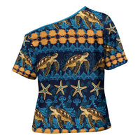 Hawaii Turtles Starfish Unique Pattern Cross Shoulder Shirt - Polynesian Pride