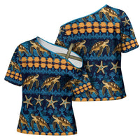 Hawaii Turtles Starfish Unique Pattern Cross Shoulder Shirt - Polynesian Pride