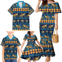 Hawaii Turtles Starfish Unique Pattern Family Matching Mermaid Dress and Hawaiian Shirt - Polynesian Pride