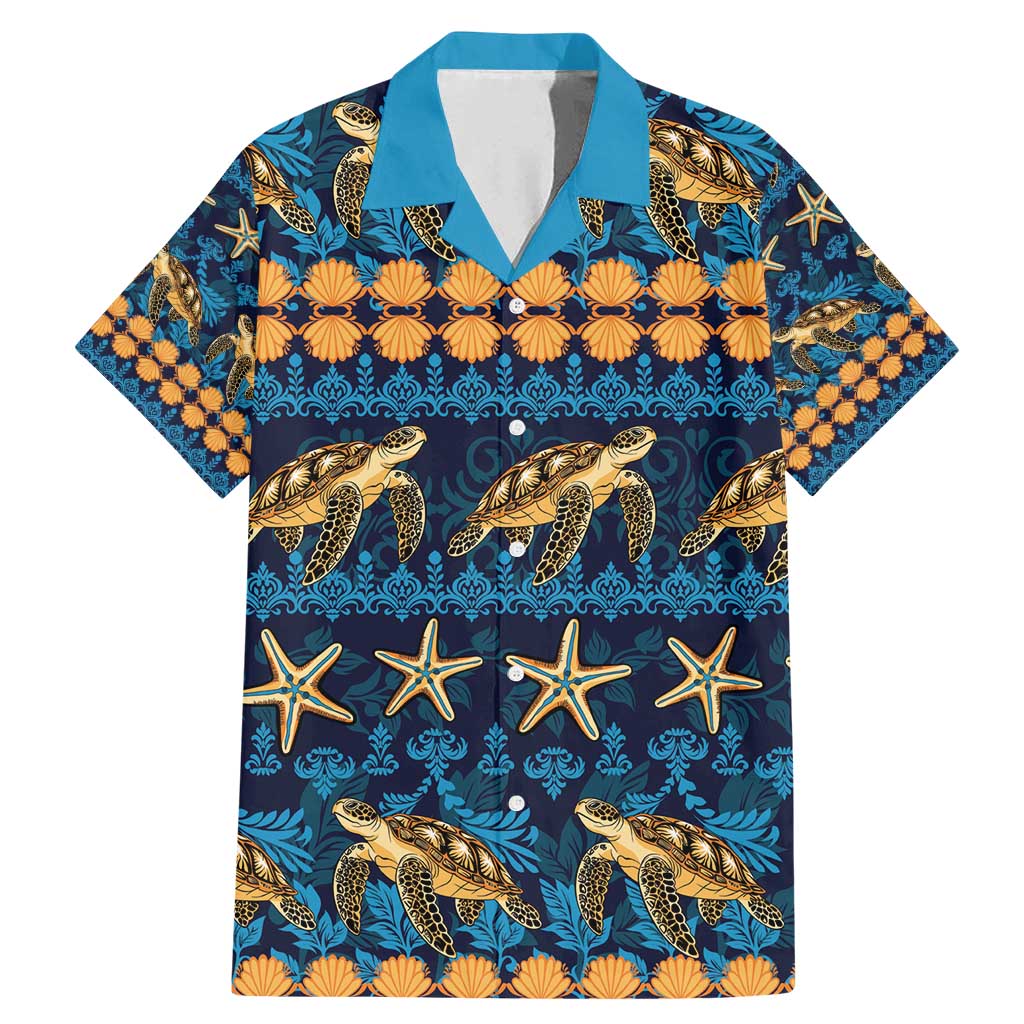 Hawaii Turtles Starfish Unique Pattern Family Matching Mermaid Dress and Hawaiian Shirt - Polynesian Pride