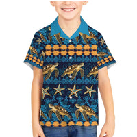 Hawaii Turtles Starfish Unique Pattern Family Matching Mermaid Dress and Hawaiian Shirt - Polynesian Pride