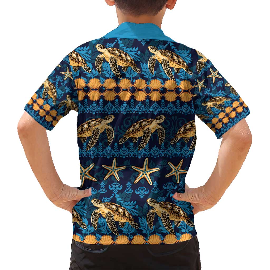 Hawaii Turtles Starfish Unique Pattern Family Matching Puletasi and Hawaiian Shirt - Polynesian Pride
