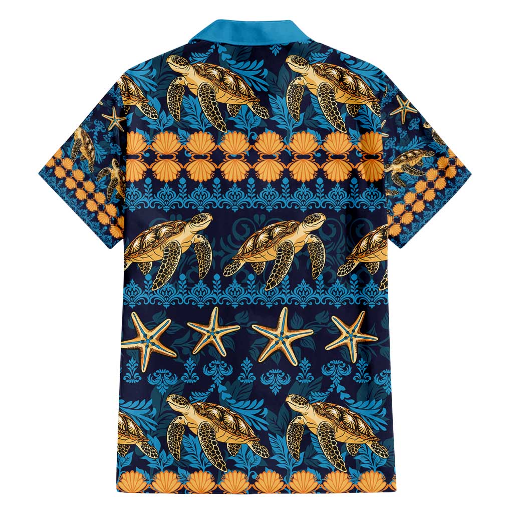 Hawaii Turtles Starfish Unique Pattern Family Matching Puletasi and Hawaiian Shirt - Polynesian Pride