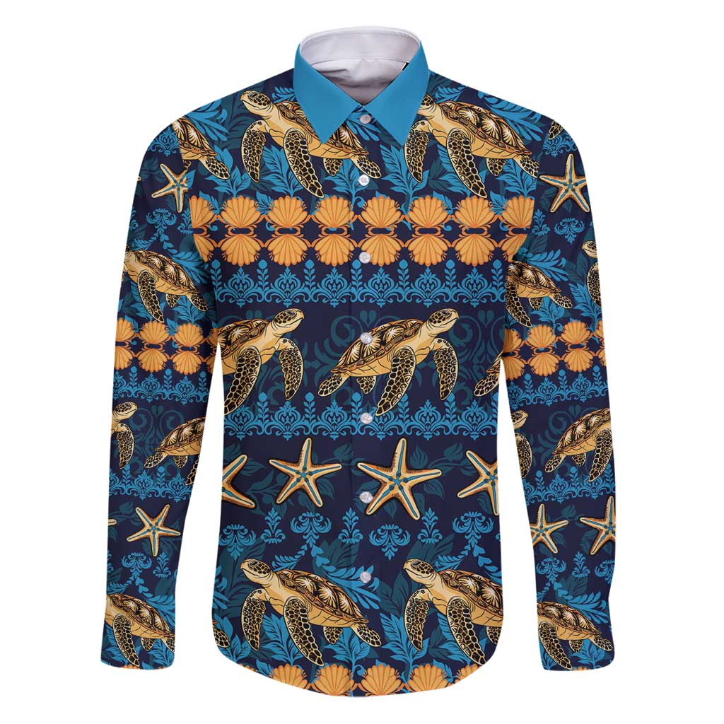 Hawaii Turtles Starfish Unique Pattern Family Matching Puletasi and Hawaiian Shirt - Polynesian Pride