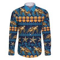 Hawaii Turtles Starfish Unique Pattern Family Matching Puletasi and Hawaiian Shirt - Polynesian Pride