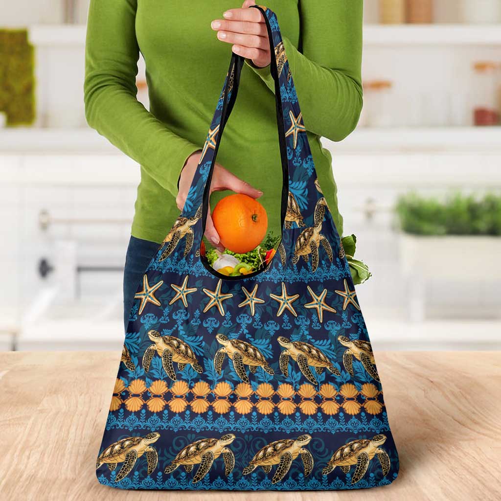 Hawaii Turtles Starfish Unique Pattern Grocery Bag - Polynesian Pride