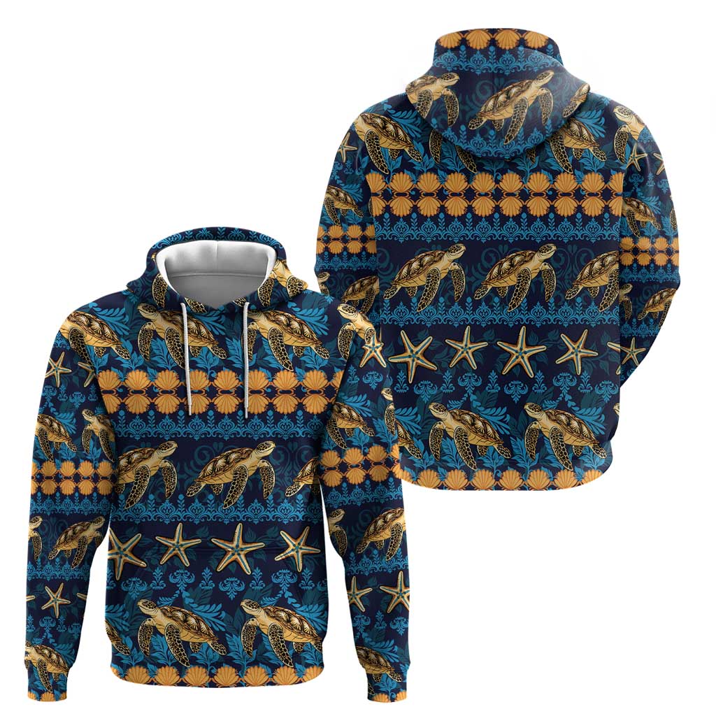 Hawaii Turtles Starfish Unique Pattern Hoodie - Polynesian Pride