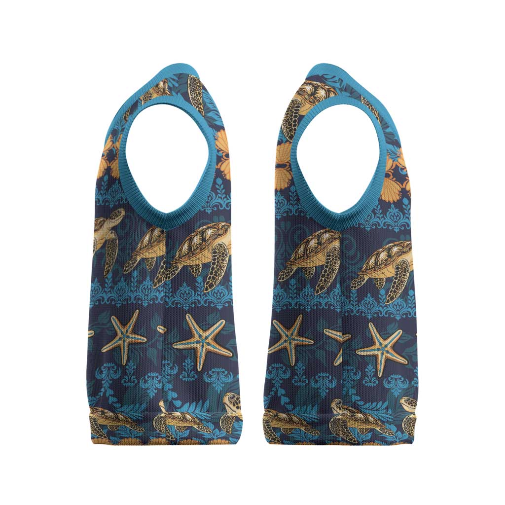 Hawaii Turtles Starfish Unique Pattern Christmas Knitted V-Neck Vest - Polynesian Pride