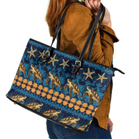 Hawaii Turtles Starfish Unique Pattern Leather Tote Bag - Polynesian Pride