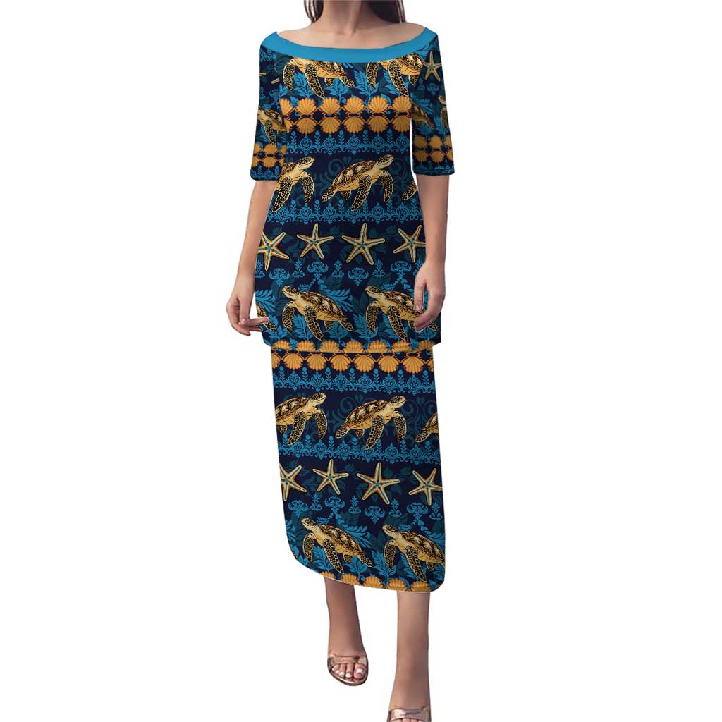 Hawaii Turtles Starfish Unique Pattern Puletasi - Polynesian Pride