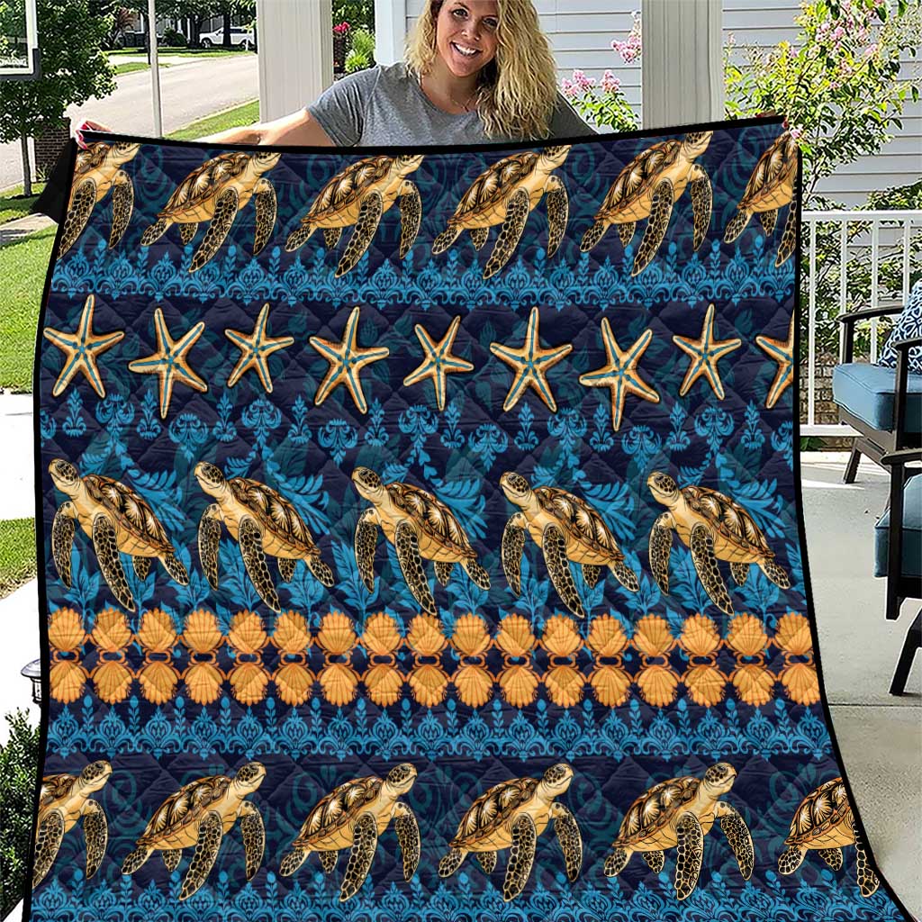 Hawaii Turtles Starfish Unique Pattern Quilt - Polynesian Pride