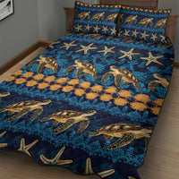 Hawaii Turtles Starfish Unique Pattern Quilt Bed Set - Polynesian Pride