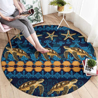 Hawaii Turtles Starfish Unique Pattern Round Carpet - Polynesian Pride