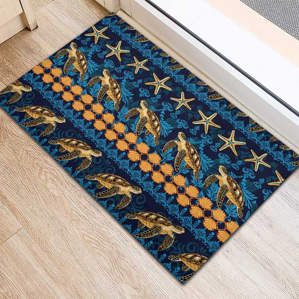 Hawaii Turtles Starfish Unique Pattern Rubber Doormat - Polynesian Pride