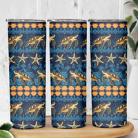 Hawaii Turtles Starfish Unique Pattern Skinny Tumbler - Polynesian Pride