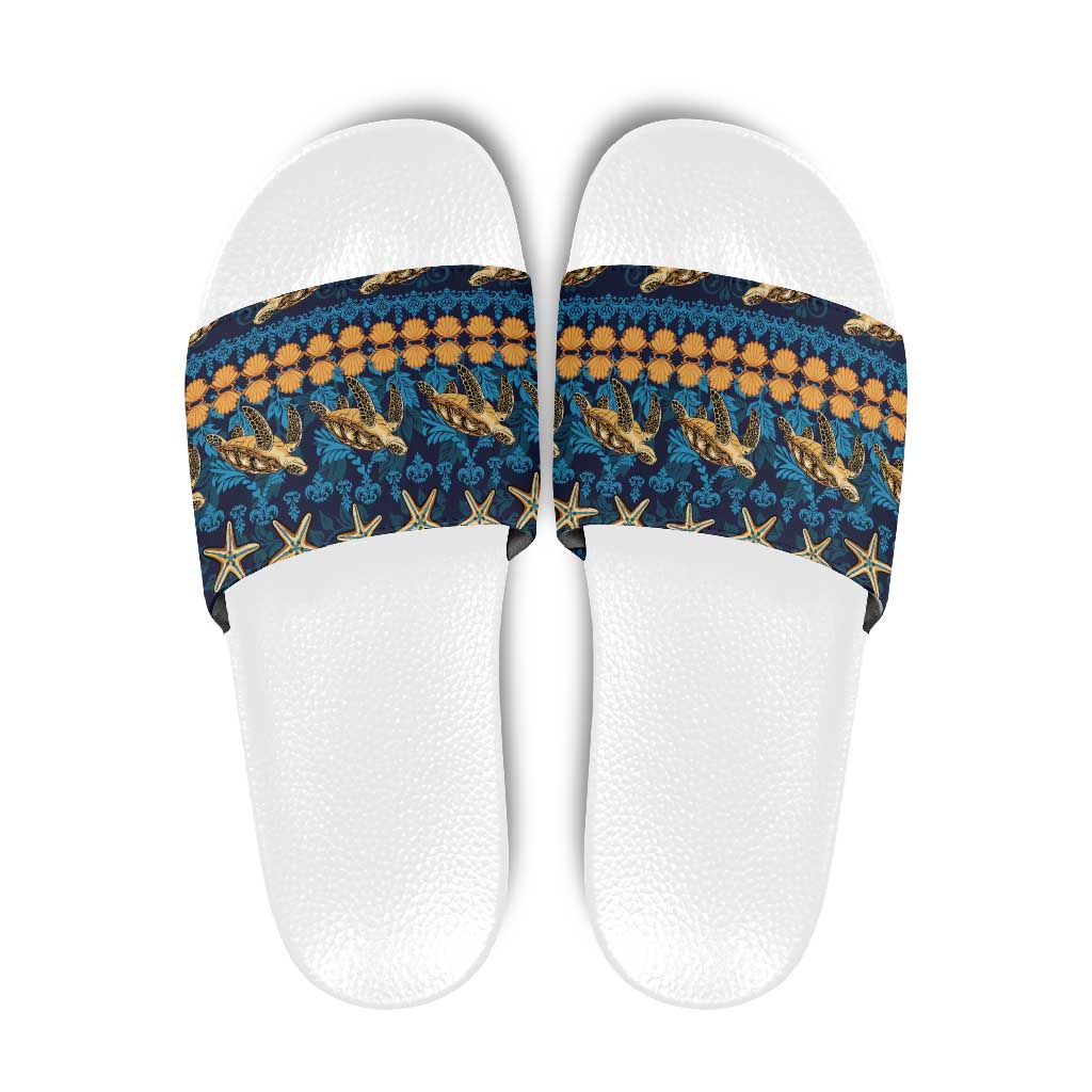 Hawaii Turtles Starfish Unique Pattern Slide Sandals - Polynesian Pride