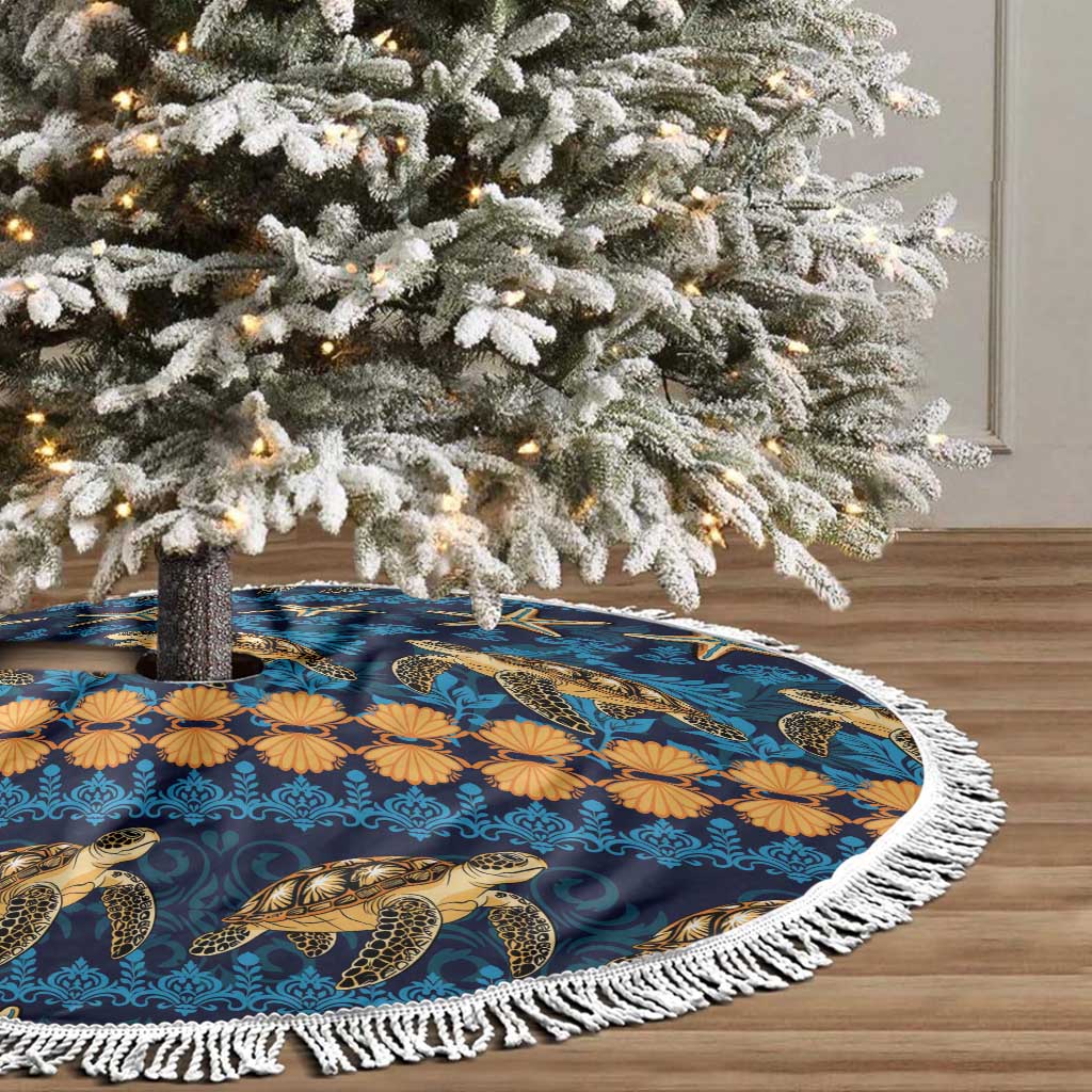 Hawaii Turtles Starfish Unique Pattern Tree Skirt - Polynesian Pride