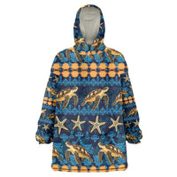 Hawaii Turtles Starfish Unique Pattern Wearable Blanket Hoodie - Polynesian Pride