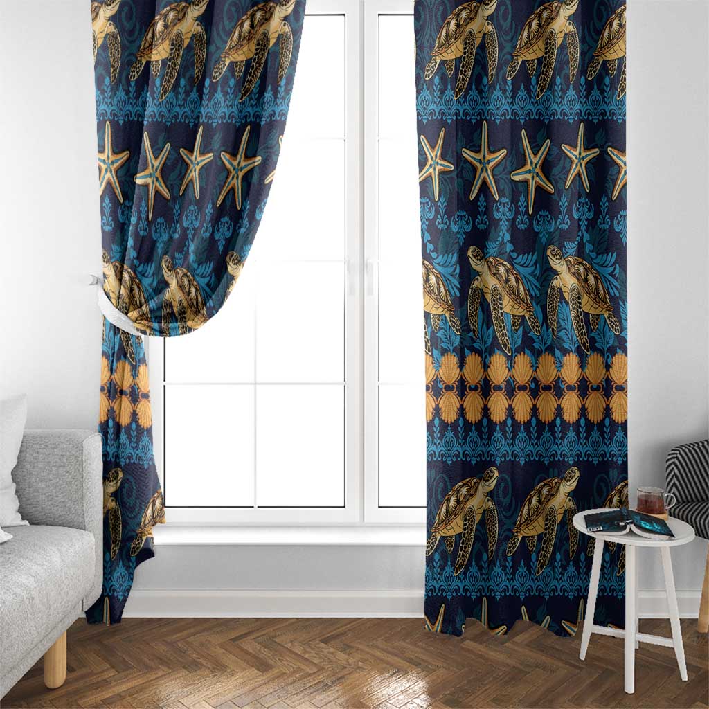 Hawaii Turtles Starfish Unique Pattern Window Curtain - Polynesian Pride