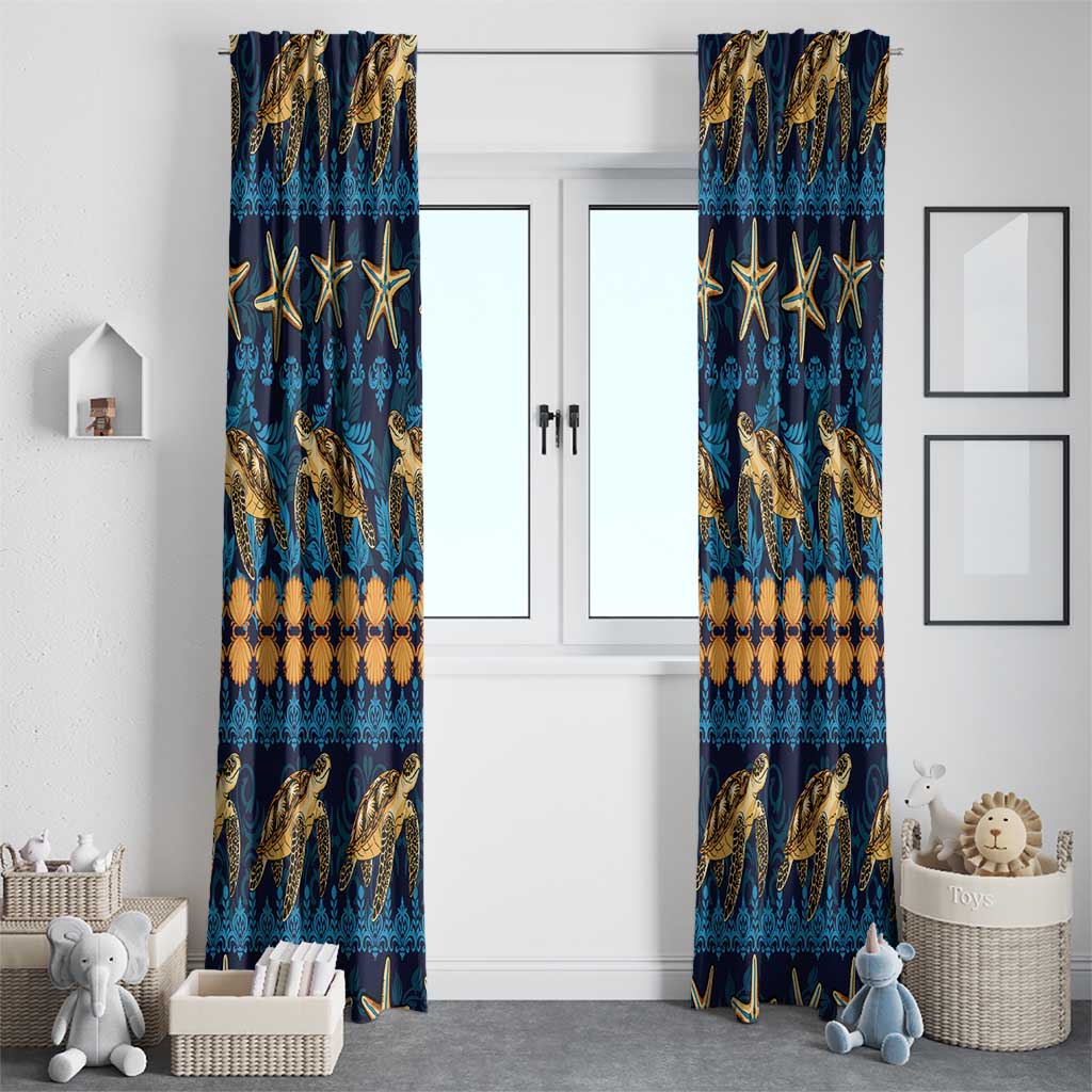 Hawaii Turtles Starfish Unique Pattern Window Curtain - Polynesian Pride