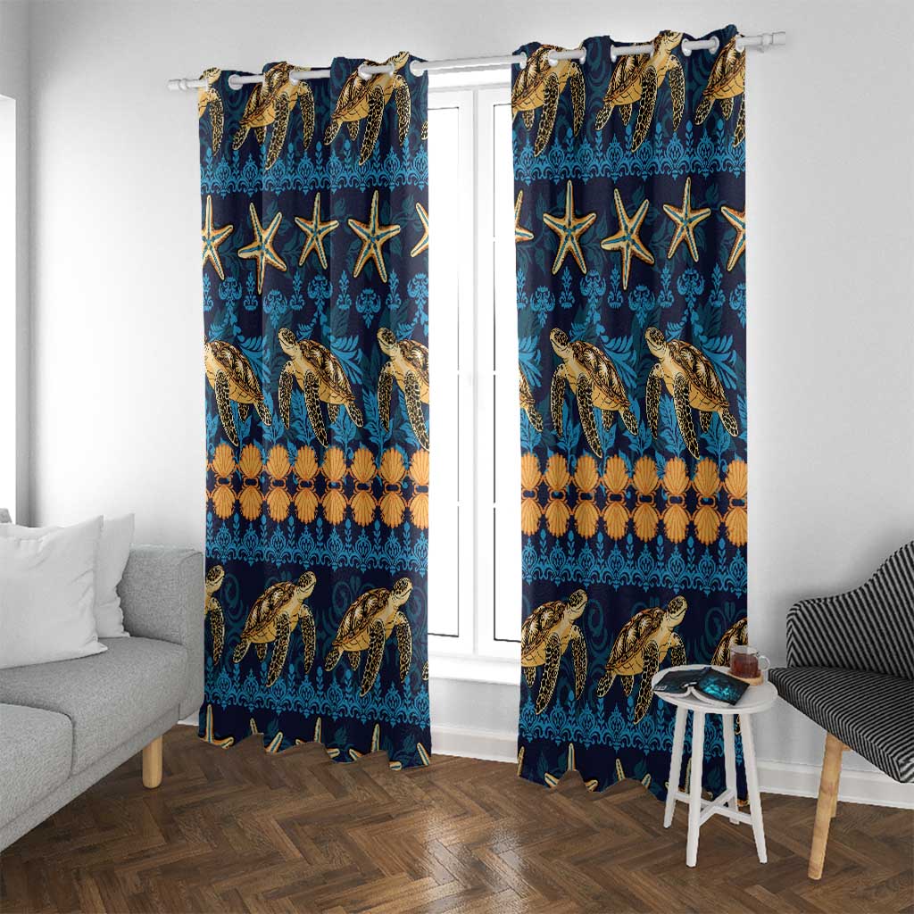 Hawaii Turtles Starfish Unique Pattern Window Curtain - Polynesian Pride