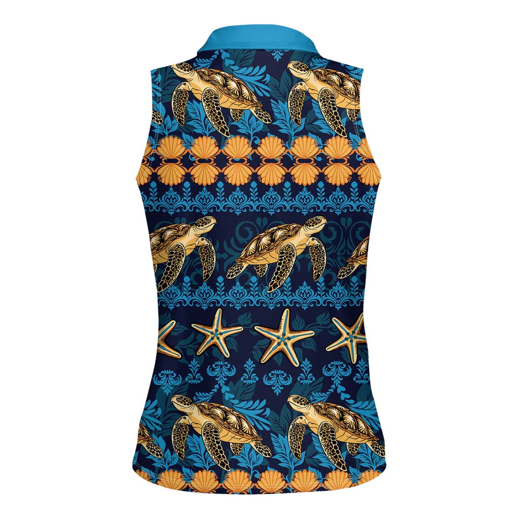 Hawaii Turtles Starfish Unique Pattern Women Sleeveless Polo Shirt - Polynesian Pride