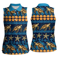 Hawaii Turtles Starfish Unique Pattern Women Sleeveless Polo Shirt - Polynesian Pride