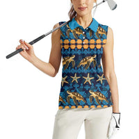 Hawaii Turtles Starfish Unique Pattern Women Sleeveless Polo Shirt - Polynesian Pride
