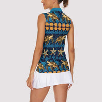 Hawaii Turtles Starfish Unique Pattern Women Sleeveless Polo Shirt - Polynesian Pride