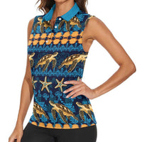Hawaii Turtles Starfish Unique Pattern Women Sleeveless Polo Shirt - Polynesian Pride