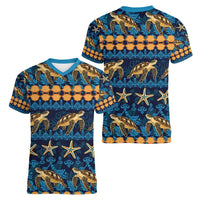 Hawaii Turtles Starfish Unique Pattern Women V-Neck T-Shirt - Polynesian Pride