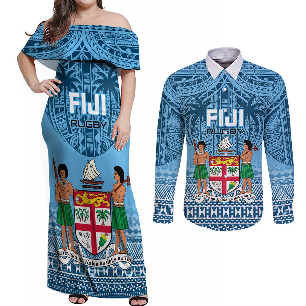 fiji-rugby-couples-matching-off-shoulder-maxi-dress-and-long-sleeve-button-shirts-fijian-go-2023-world-cup