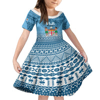 Custom Fiji Rugby Kid Short Sleeve Dress Fijian Go 2023 World Cup LT01 KID Blue - Polynesian Pride